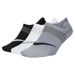 Women's Nike 3-Pack Everyday Plus Lightweight Training Footie Socks -Nike Clothing store 3201532 Black White Gray