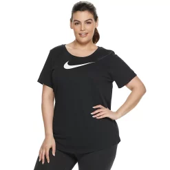 Plus Size Nike Dri-FIT Training Swoosh Logo Tee -Nike Clothing store 3794271 Black