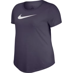 Plus Size Nike Dri-FIT Training Swoosh Logo Tee -Nike Clothing store 3794271 Dark Raisin Violet