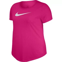 Plus Size Nike Dri-FIT Training Swoosh Logo Tee -Nike Clothing store 3794271 Fireberry Champagne