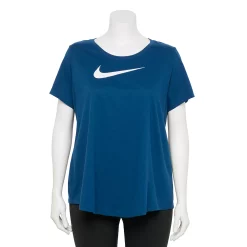 Plus Size Nike Dri-FIT Training Swoosh Logo Tee -Nike Clothing store 3794271 New Valerian Blue