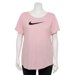 Plus Size Nike Dri-FIT Training Swoosh Logo Tee -Nike Clothing store 3794271 Pink Glaze Violet
