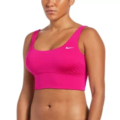 Women's Nike Essential Scoopneck Midkini Swim Top -Nike Clothing store 3927239 Fireberry