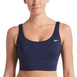 Women's Nike Essential Scoopneck Midkini Swim Top -Nike Clothing store 3927239 Midnight Navy