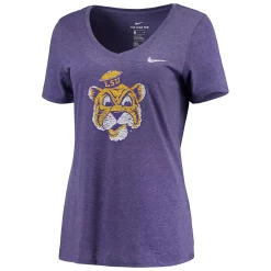 Women's Nike Heathered Purple LSU Tigers Vault Tri-Blend V-Neck T-Shirt -Nike Clothing store 4050430 ALT2