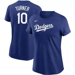 Women's Nike Justin Turner Royal Los Angeles Dodgers Name & Number T-Shirt