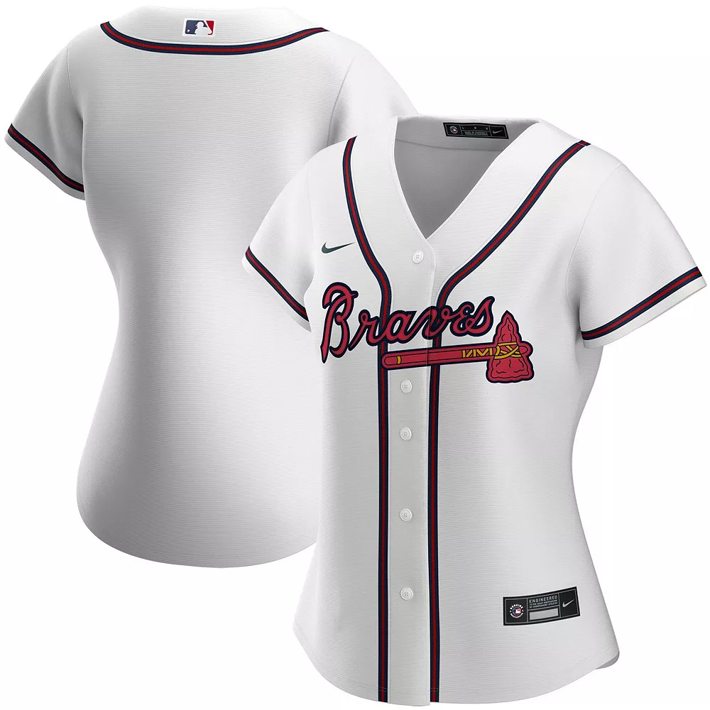 Women's Nike White Atlanta Braves Home 2020 Replica Team Jersey 1 Women's Nike White Atlanta Braves Home 2020 Replica Team Jersey