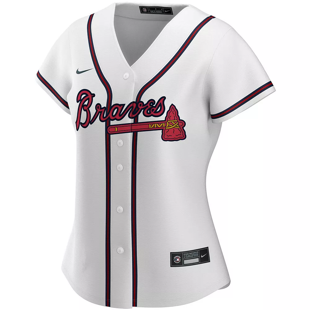 Women's Nike White Atlanta Braves Home 2020 Replica Team Jersey 3 Women's Nike White Atlanta Braves Home 2020 Replica Team Jersey - Image 3