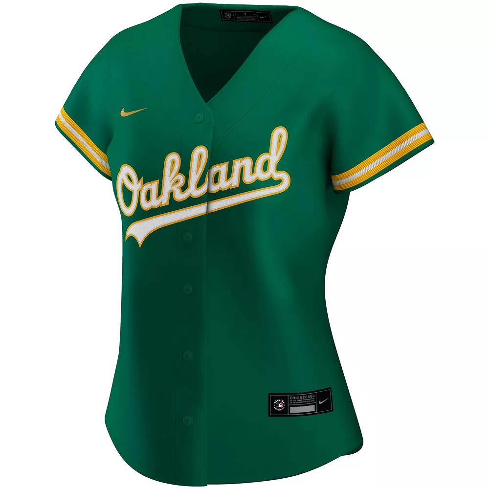 Women's Nike Kelly Green Oakland Athletics Alternate Replica Team Jersey 3 Women's Nike Kelly Green Oakland Athletics Alternate Replica Team Jersey - Image 3