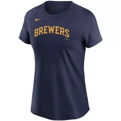 Women's Nike Christian Yelich Navy Milwaukee Brewers Name & Number T-Shirt -Nike Clothing store 4364385 ALT2