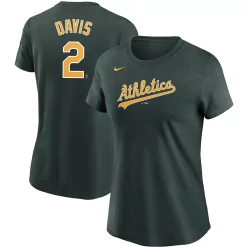 Women's Nike Khris Davis Green Oakland Athletics Name & Number T-Shirt