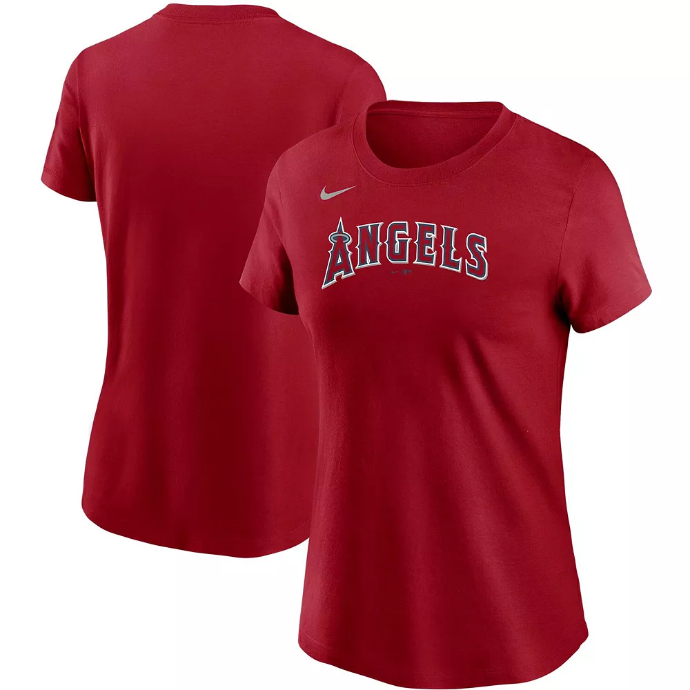 Women's Nike Red Los Angeles Angels Wordmark T-Shirt 2 Women's Nike Red Los Angeles Angels Wordmark T-Shirt - Image 2