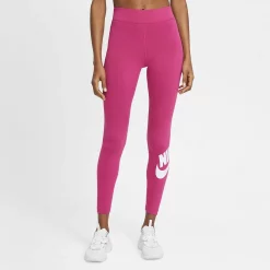 Plus Size Nike Sportswear Essential High-Waisted Leggings -Nike Clothing store 4509275 Fireberry White
