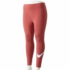Plus Size Nike Sportswear Essential Swoosh Midrise Leggings -Nike Clothing store 4511122 Canyon Rust
