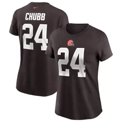 Women's Nike Nick Chubb Brown Cleveland Browns Name & Number T-Shirt