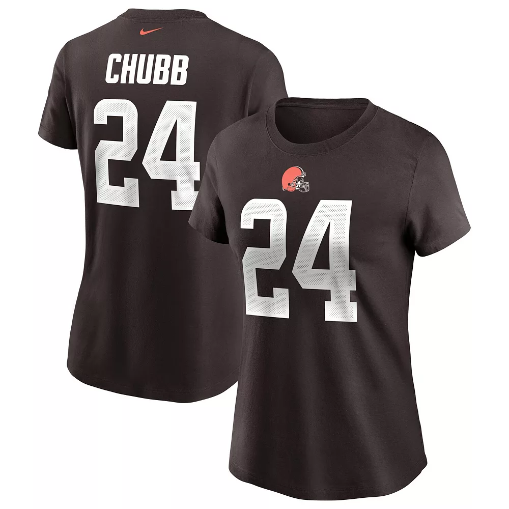 Women's Nike Nick Chubb Brown Cleveland Browns Name & Number T-Shirt 1 Women's Nike Nick Chubb Brown Cleveland Browns Name & Number T-Shirt