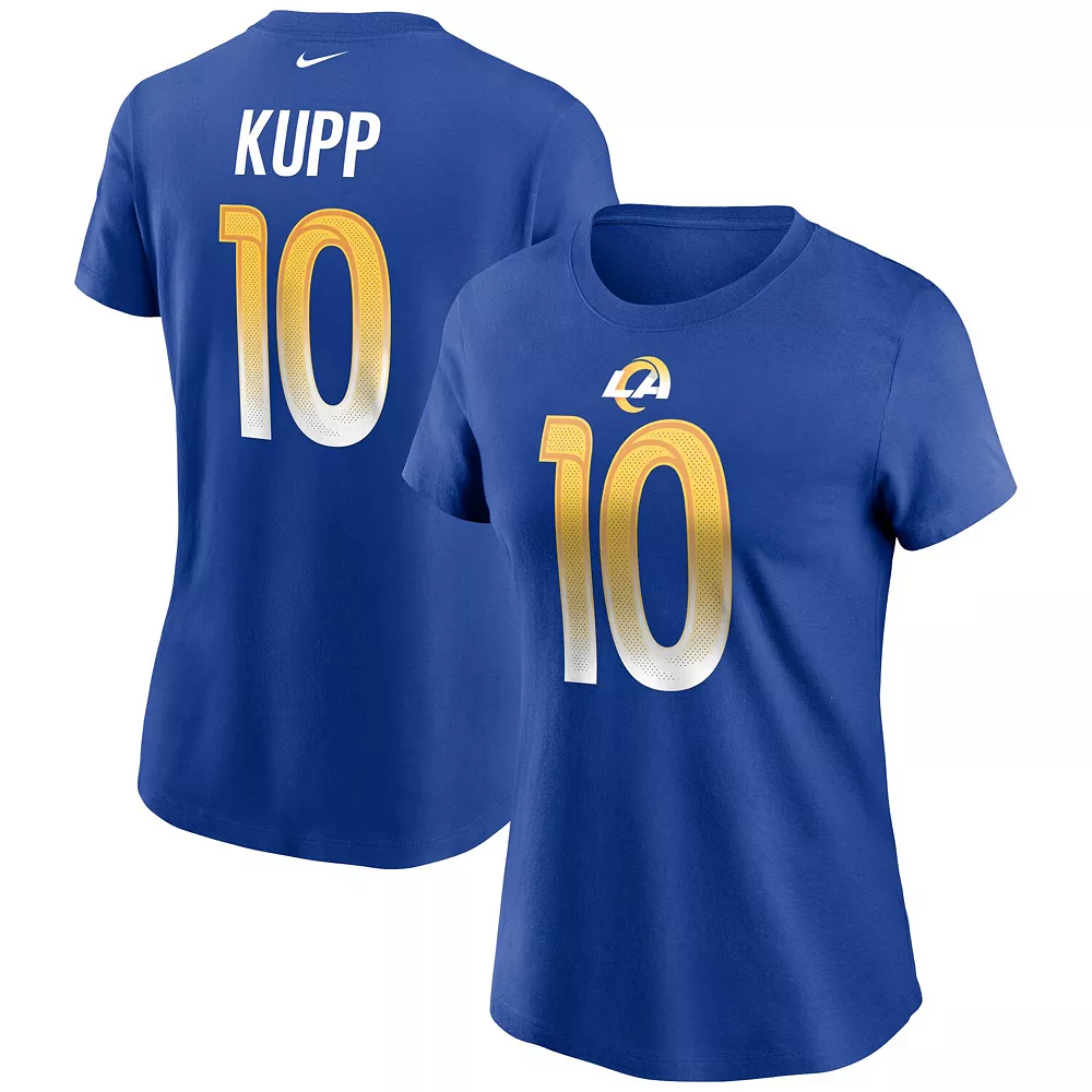 Women's Nike Cooper Kupp Royal Los Angeles Rams Name & Number T-Shirt 1 Women's Nike Cooper Kupp Royal Los Angeles Rams Name & Number T-Shirt