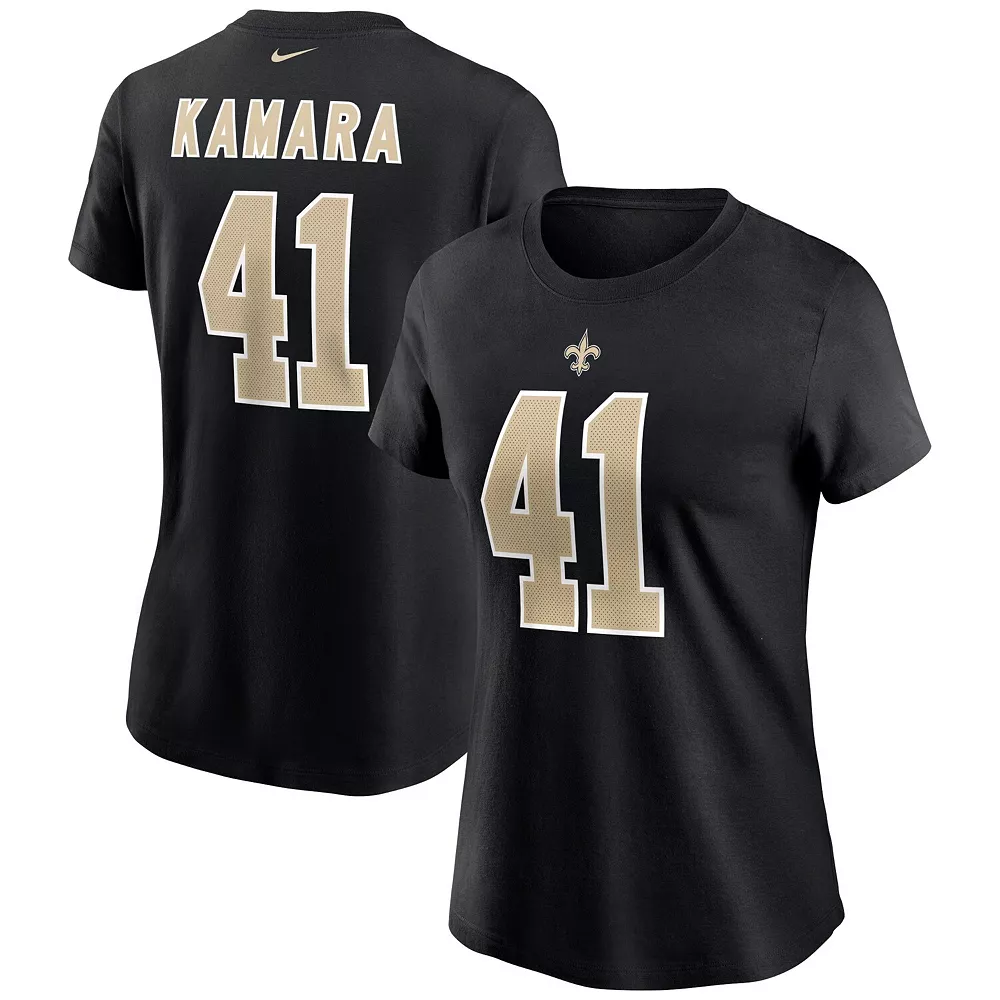 Women's Nike Alvin Kamara Black New Orleans Saints Name & Number T-Shirt 1 Women's Nike Alvin Kamara Black New Orleans Saints Name & Number T-Shirt