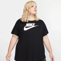 Plus Size Nike Sportswear Essential Graphic Tee -Nike Clothing store 4633858 Black White