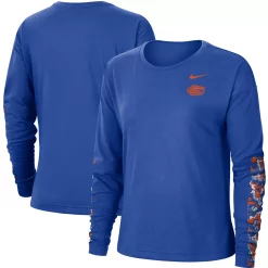 Women's Nike Royal Florida Gators Floral Panel Performance Long Sleeve T-Shirt