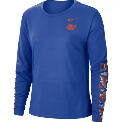 Women's Nike Royal Florida Gators Floral Panel Performance Long Sleeve T-Shirt -Nike Clothing store 4641102 ALT2