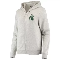 Women's Nike Heathered Gray Michigan State Spartans Varsity Fleece Full-Zip Hoodie -Nike Clothing store 4767468 ALT2