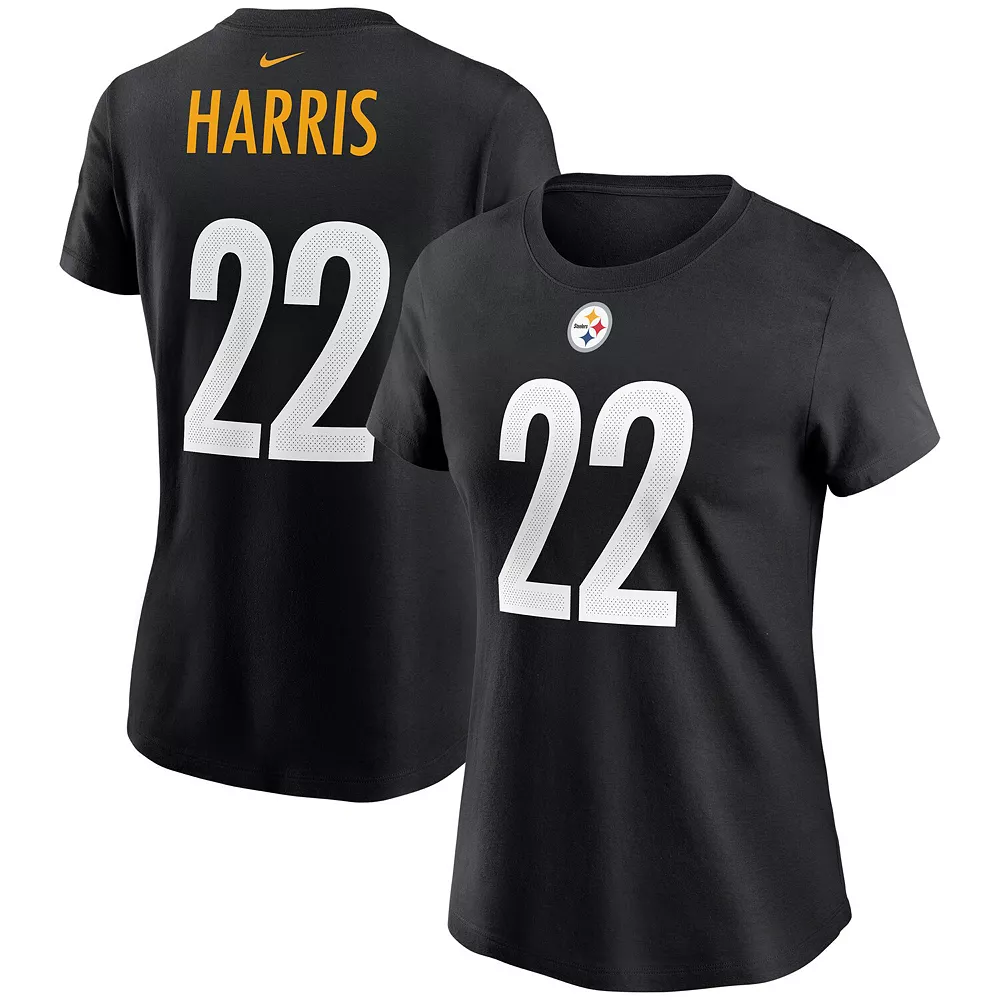 Women's Nike Najee Harris Black Pittsburgh Steelers Player Name & Number T-Shirt 1 Women's Nike Najee Harris Black Pittsburgh Steelers Player Name & Number T-Shirt