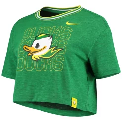 Women's Nike Green Oregon Ducks Slub Ringer Performance Cropped T-Shirt -Nike Clothing store 4774061 ALT2
