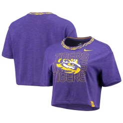 Women's Nike Purple LSU Tigers Slub Ringer Performance Cropped T-Shirt