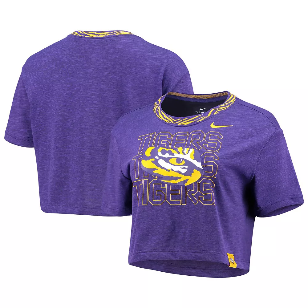 Women's Nike Purple LSU Tigers Slub Ringer Performance Cropped T-Shirt 2 Women's Nike Purple LSU Tigers Slub Ringer Performance Cropped T-Shirt - Image 2