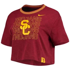 Women's Nike Cardinal USC Trojans Slub Ringer Performance Cropped T-Shirt -Nike Clothing store 4775597 ALT2