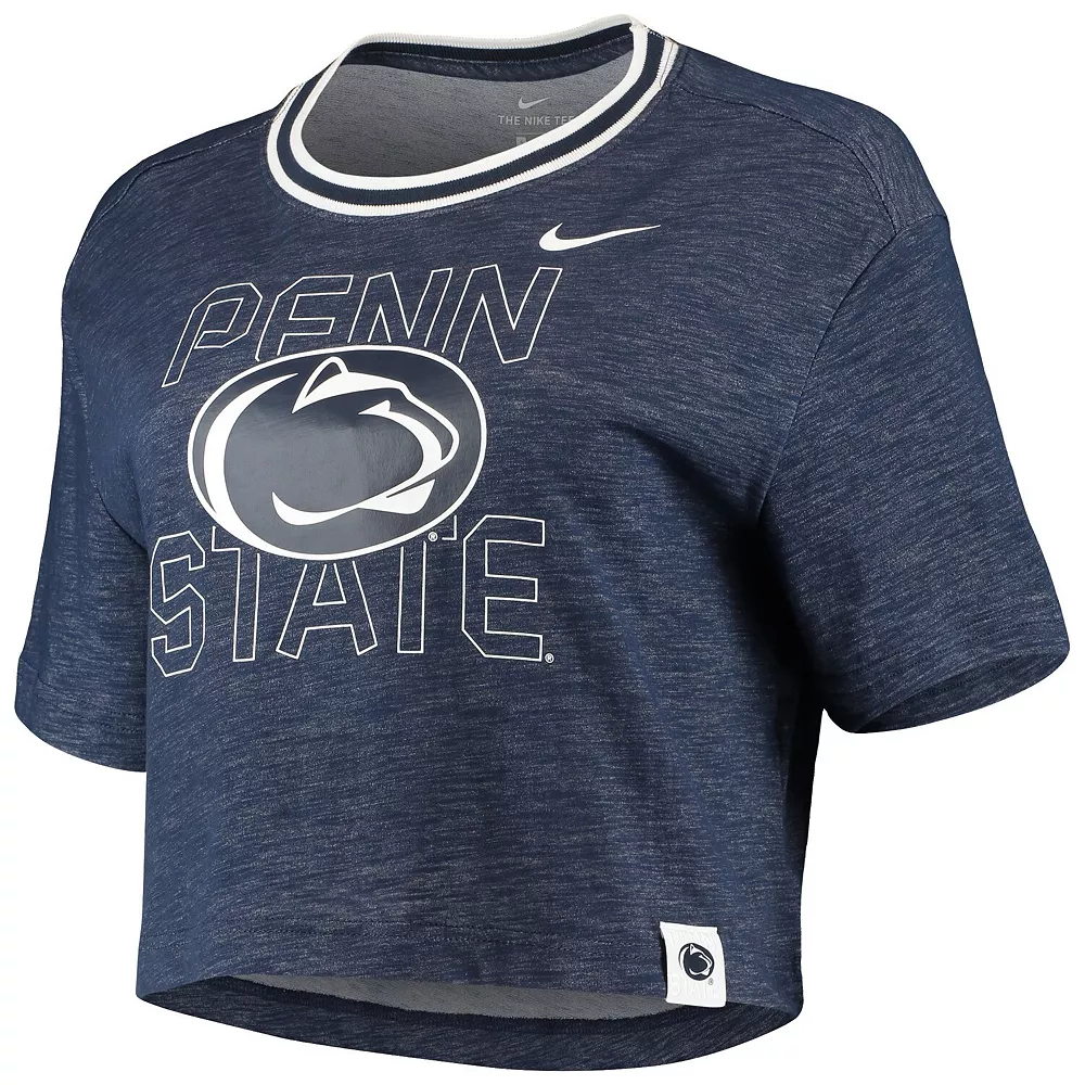 Women's Nike Navy Penn State Nittany Lions Slub Ringer Performance Cropped T-Shirt 3 Women's Nike Navy Penn State Nittany Lions Slub Ringer Performance Cropped T-Shirt - Image 3