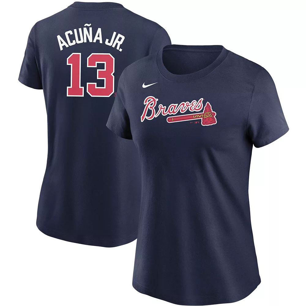 Women's Nike Ronald Acuna Jr. Navy Atlanta Braves Name & Number T-Shirt 2 Women's Nike Ronald Acuna Jr. Navy Atlanta Braves Name & Number T-Shirt - Image 2