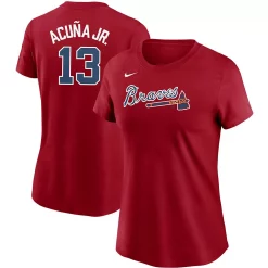 Women's Nike Ronald Acuna Jr. Red Atlanta Braves Name & Number T-Shirt