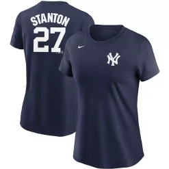 Women's Nike Giancarlo Stanton Navy New York Yankees Name & Number T-Shirt