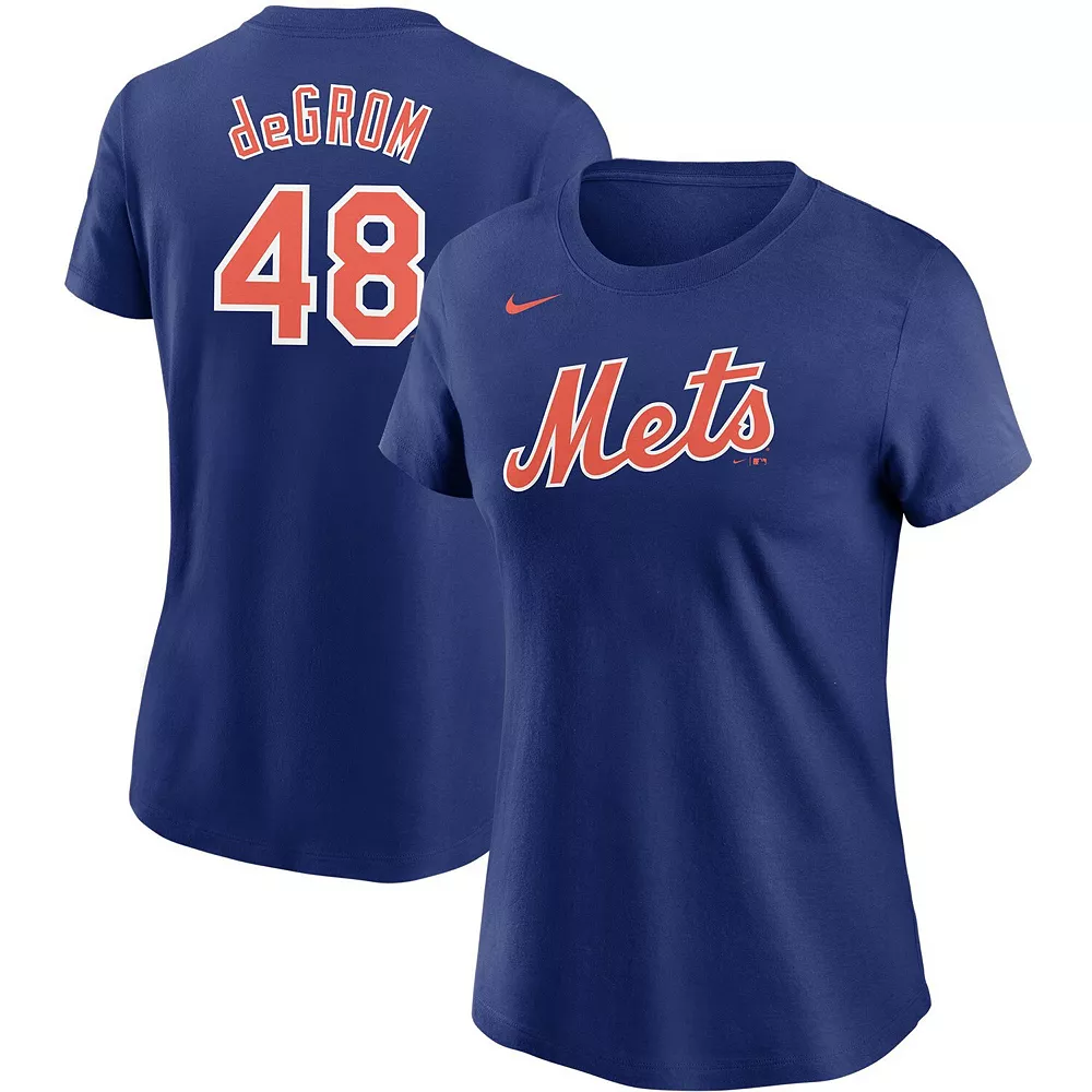 Women's Nike Jacob deGrom Royal New York Mets Name & Number T-Shirt 2 Women's Nike Jacob deGrom Royal New York Mets Name & Number T-Shirt - Image 2