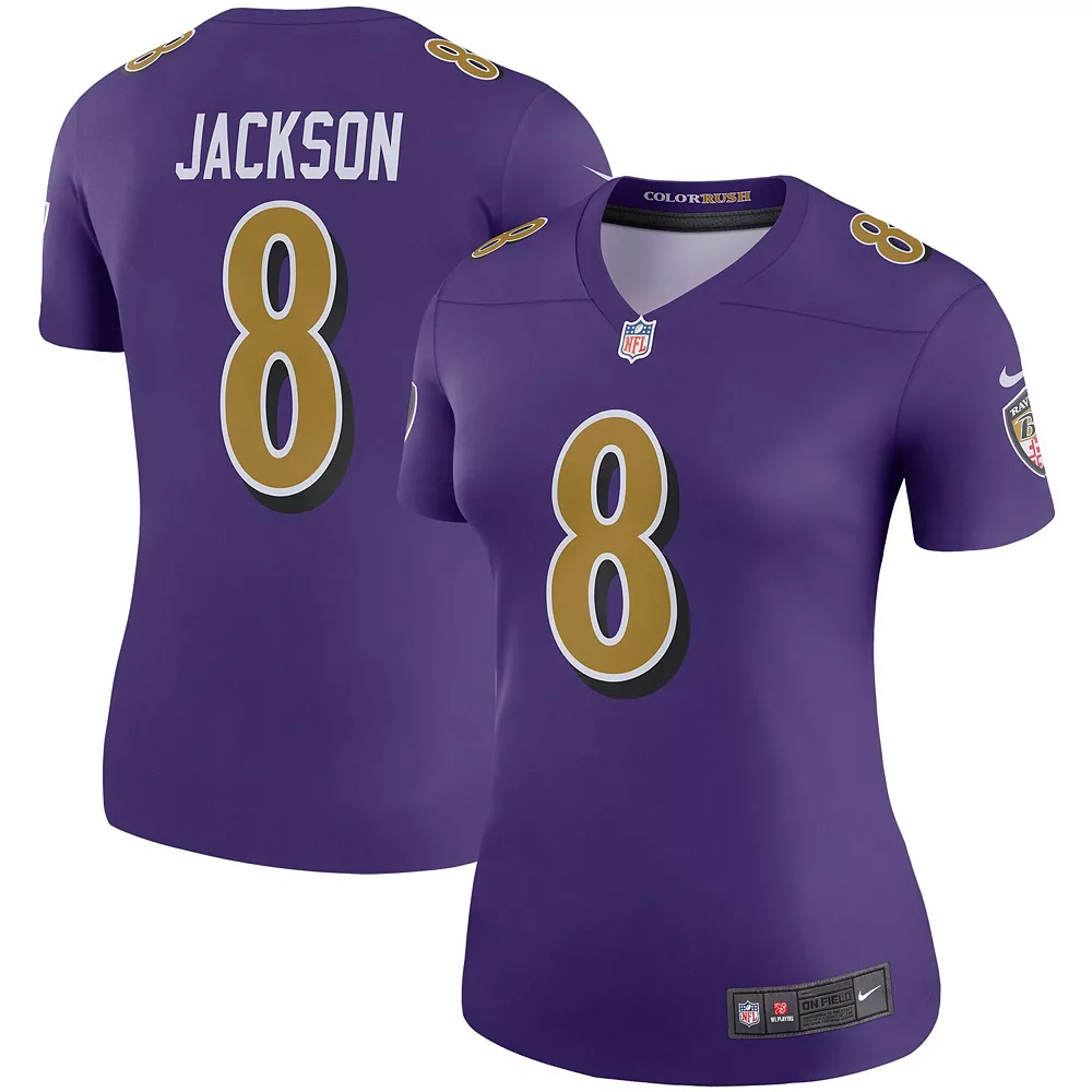 Women's Nike Lamar Jackson Purple Baltimore Ravens Color Rush Legend Player Jersey 2 Women's Nike Lamar Jackson Purple Baltimore Ravens Color Rush Legend Player Jersey - Image 2