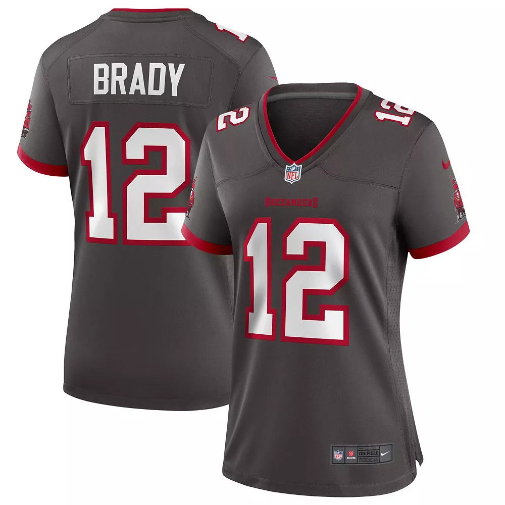 Women's Nike Tom Brady Pewter Tampa Bay Buccaneers Alternate Game Jersey 2 Women's Nike Tom Brady Pewter Tampa Bay Buccaneers Alternate Game Jersey - Image 2