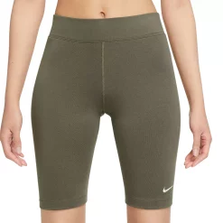 Women's Nike Sportswear Essential Bike Shorts -Nike Clothing store 4861658 Med Olive