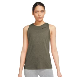 Women's Nike Dri-FIT Training Tank -Nike Clothing store 4889027 Medium Olive Pure Blac