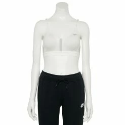 Nike Dri-FIT Indy Light Support Padded V-Neck Sports Bra -Nike Clothing store 4889038 White Gray Fog