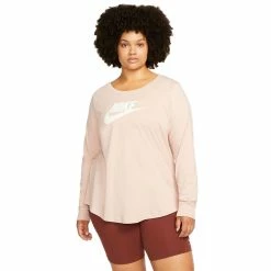 Plus Size Nike Sportswear Essential Tee -Nike Clothing store 4898562 Pink Oxford