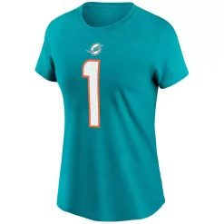 Women's Nike Tua Tagovailoa Aqua Miami Dolphins Name & Number T-Shirt -Nike Clothing store 4902535 ALT2