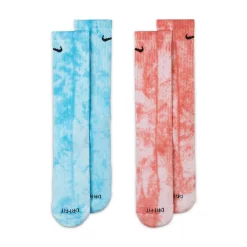Women's Nike Everyday Plus Cushioned Tie-Dye Crew Socks 2-Pack -Nike Clothing store 4924215 Chlorine Blue Chilered