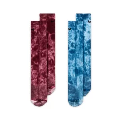 Women's Nike Everyday Plus Cushioned Tie-Dye Crew Socks 2-Pack -Nike Clothing store 4924215 Court Blue Rush Maroon