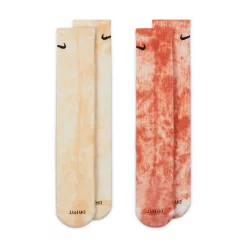Women's Nike Everyday Plus Cushioned Tie-Dye Crew Socks 2-Pack -Nike Clothing store 4924215 Orange