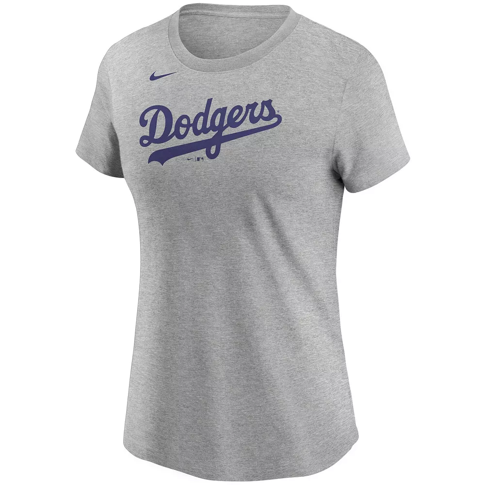 Women's Nike Mookie Betts Heathered Gray Los Angeles Dodgers Name & Number T-Shirt 3 Women's Nike Mookie Betts Heathered Gray Los Angeles Dodgers Name & Number T-Shirt - Image 3