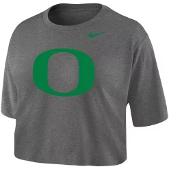 Women's Nike Heathered Gray Oregon Ducks Cropped Performance T-Shirt -Nike Clothing store 4983134 ALT2