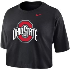 Women's Nike Black Ohio State Buckeyes Cropped Performance T-Shirt -Nike Clothing store 4983177 ALT2