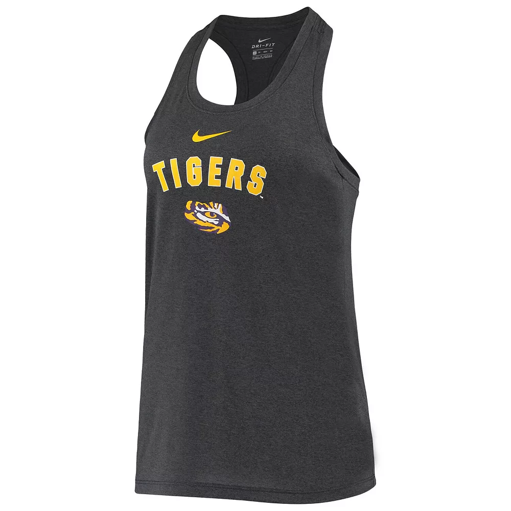 Women's Nike Anthracite LSU Tigers Arch & Logo Classic Performance Tank Top 3 Women's Nike Anthracite LSU Tigers Arch & Logo Classic Performance Tank Top - Image 3